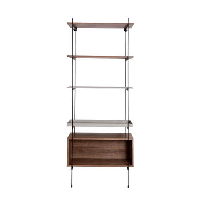 Adjustable Black wire frame wooden layer bookcase 34g