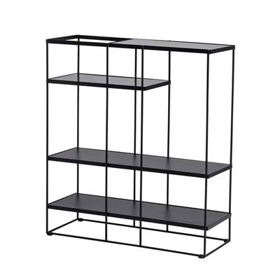 Modern Black wire metal frame MDF top bookcase short L230B G