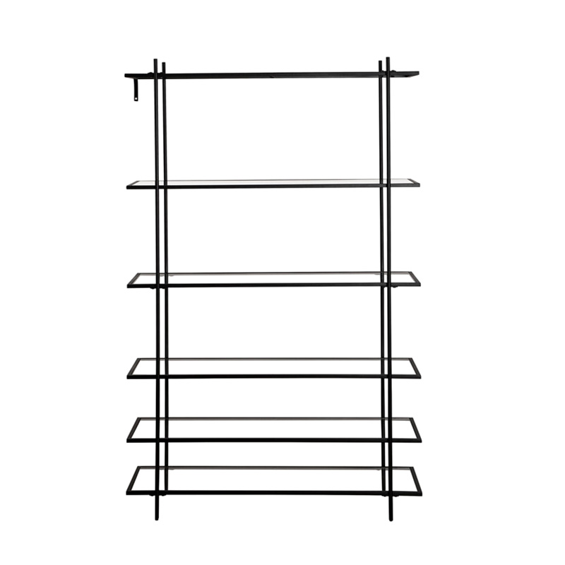 Modern Black wire metal frame clear glass bookcase s-1214k g