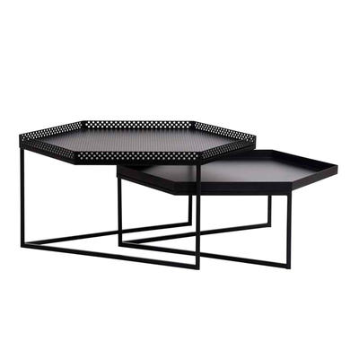 Black metal mesh and plate nested coffee table S-663 g