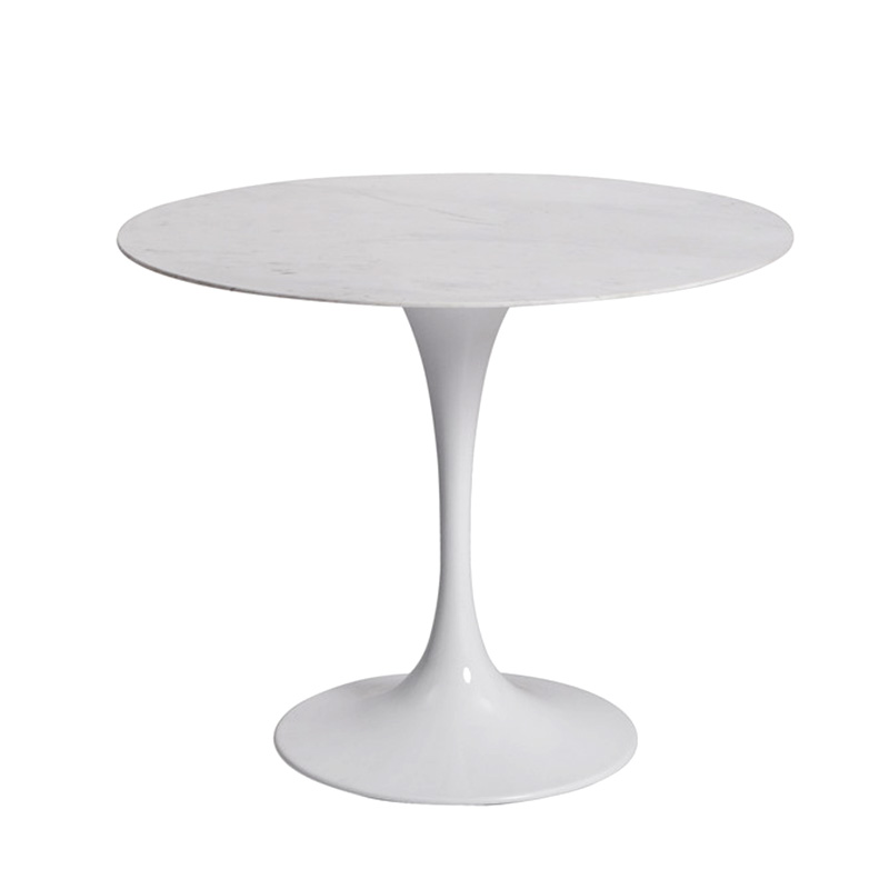 Round white marble top metal base dining table S-5024K g