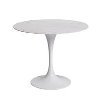 Round white marble top metal base dining table S-5024K g