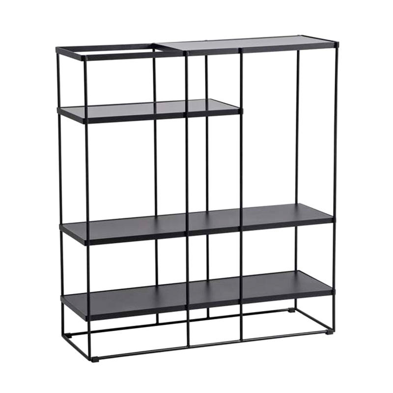 Modern Black Wire Metal Frame Mdf Top Bookcase Short L230b G