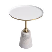Modern Round Metal Top Marble Base Side Table