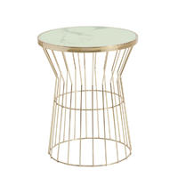Modern Gold Metal Framed Side Table Glass Top Coffee Stool Lamp Table