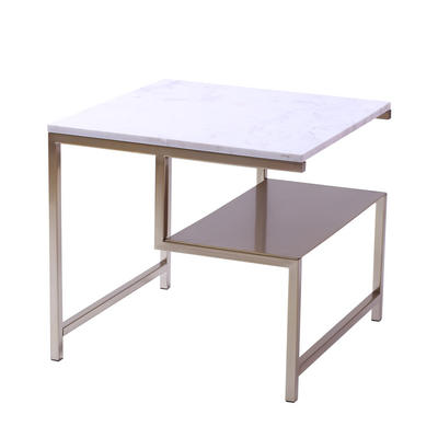 White Marble Champagne Classic Modern Side Table